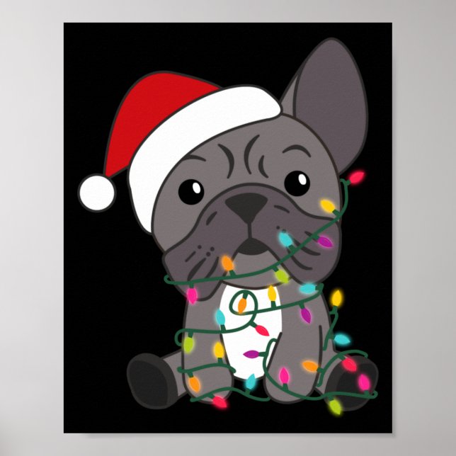 Poster French Bulldog Christmas Snow Winter Animals  (Frente)