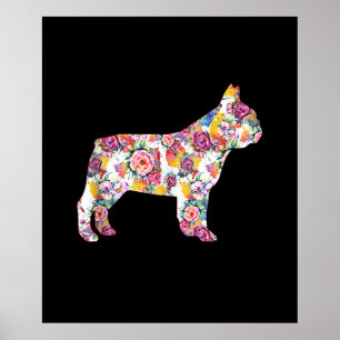 Poster french bulldog flower pattern  colorful dog gift