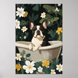 Poster French Bulldog In Bathtub Poster, Funny Dog