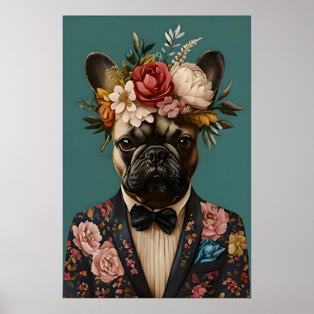Poster French Bulldog In Suit Poster, French Bulldog (Frente)