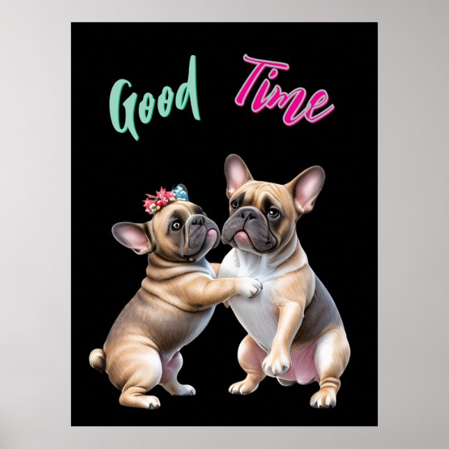 Poster French Bulldog  verliebt Valentinstag  (Frente)