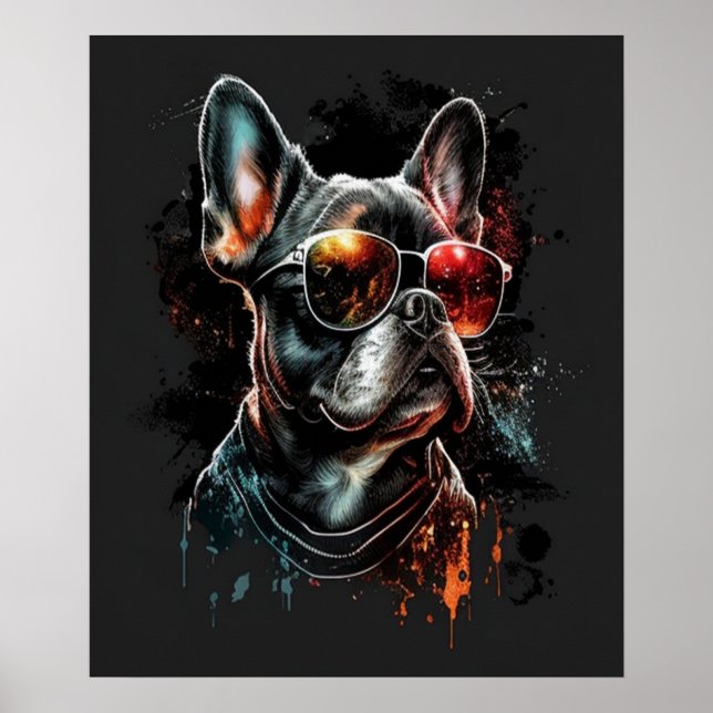 Poster French Bulldog with Sunglasses  (Frente)