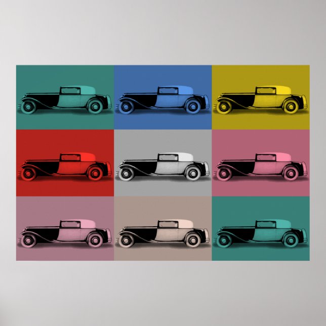 Poster French classic car pop art (Frente)