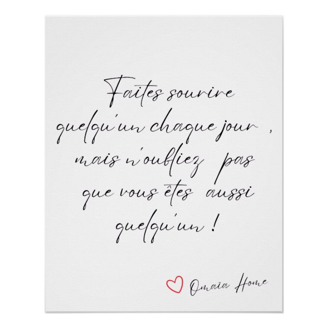 Pôster French Inspirational Quote Wall Art (Frente)