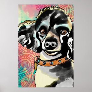 Poster French Poodle Paisley Print