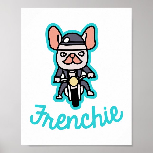 Poster Frenchie Biker, proprietário do cachorro de moto f (Frente)