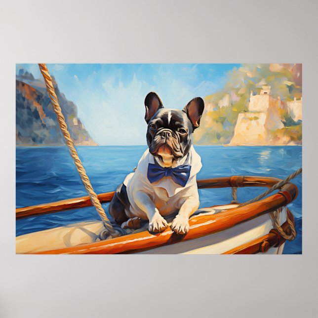 Poster Frenchie no barco (Frente)