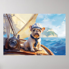 Poster Frenchie no barco