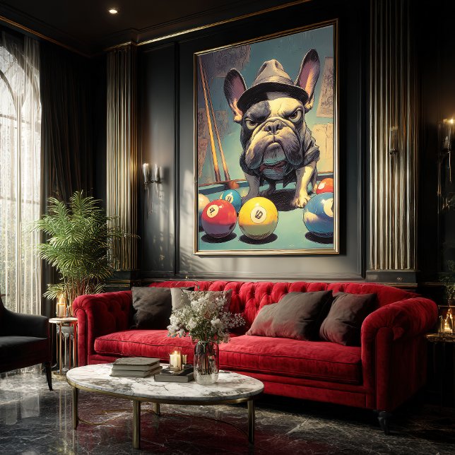 Poster Frenchie Piscina Shark: Arte Trilby Hustler (Criador carregado)