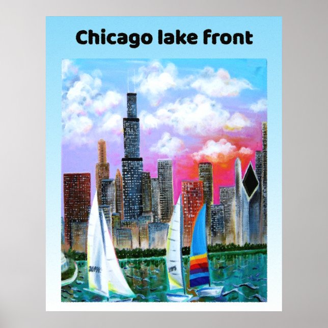 Poster Frente do lago de Chicago (Frente)