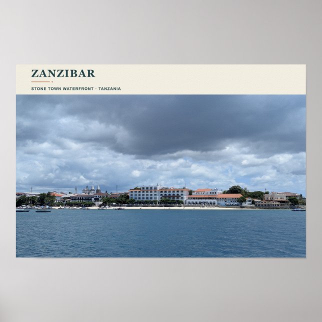 Poster Frente Marítima de Stone Town em Zanzibar (Frente)