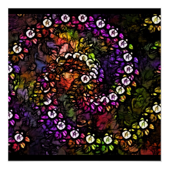 Pôster Frente roxo Psicodélico Arco-Íris Espiral Trippy (Frente)