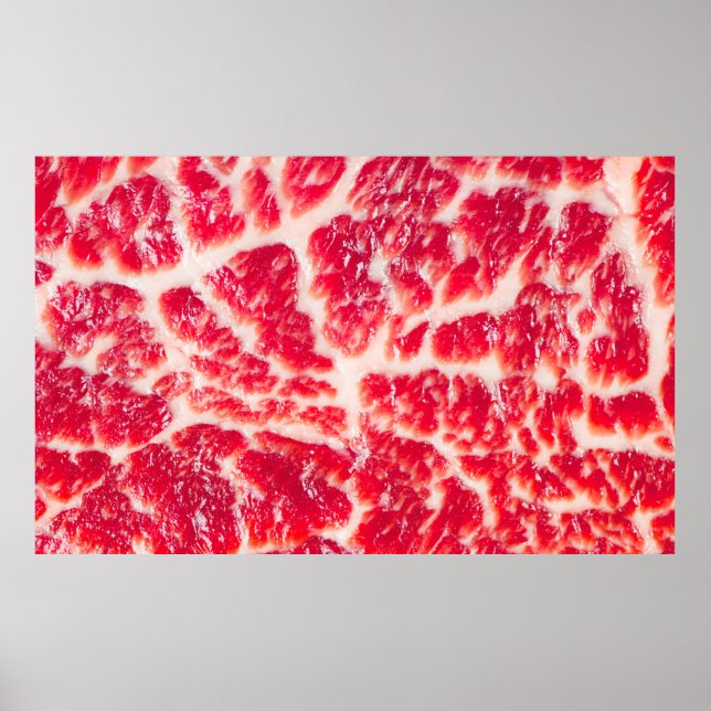 Poster Fresca de carne crua de bife de carne marmoreada,  (Frente)