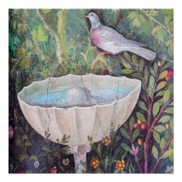 Pôster Fresco de Pombo e uma Fonte, Pompeia