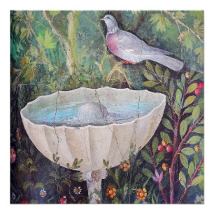 Pôster Fresco de Pombo e uma Fonte, Pompeia