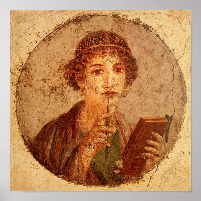 Poster Fresco de Sappho em Pompeia (Frente)