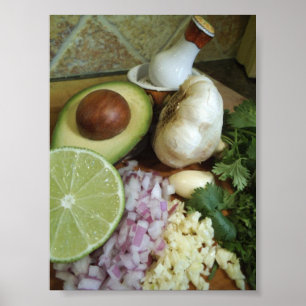 Poster fresco dos ingredientes do Guacamole