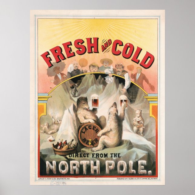 Poster Fresco e frio - Cerveja direta do Polo Norte (Frente)
