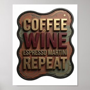 Poster Fresco Ouro CAFÉ VINHO ESPRESSO MARTINI REPITA