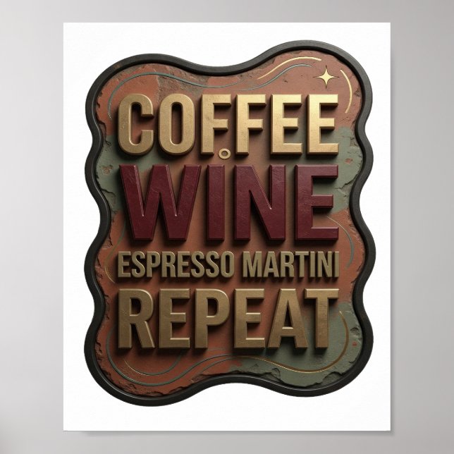 Poster Fresco Ouro CAFÉ VINHO ESPRESSO MARTINI REPITA (Frente)