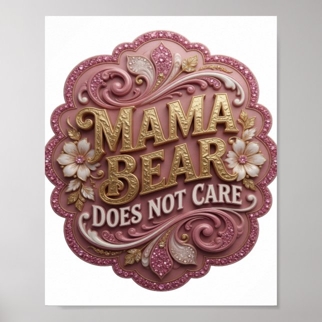 Poster Fresco Ouro MAMÃE URSO NÃO SE IMPORTA (Frente)