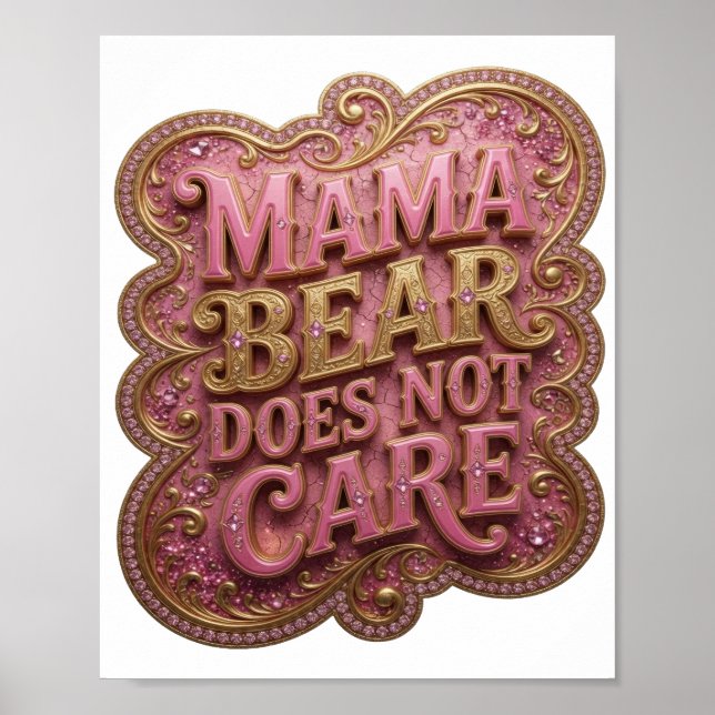 Poster Fresco Rosa MAMÃE URSO NÃO SE IMPORTA (Frente)