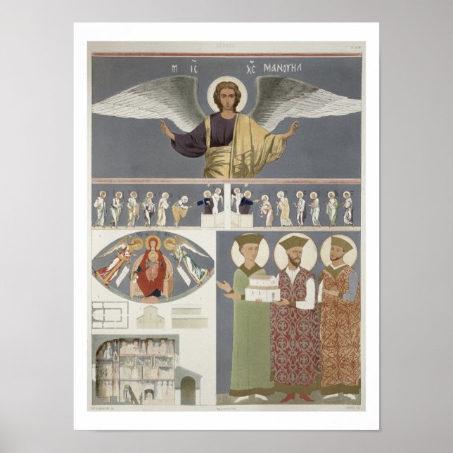 Poster Frescos da Igreja Ortodoxa de Nekrsi perto (Frente)