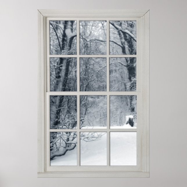 Poster Fresh Country Snow Window with a View (Frente)