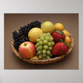 Poster Fresh Fruit Basket Colorful Healthy Food Photo