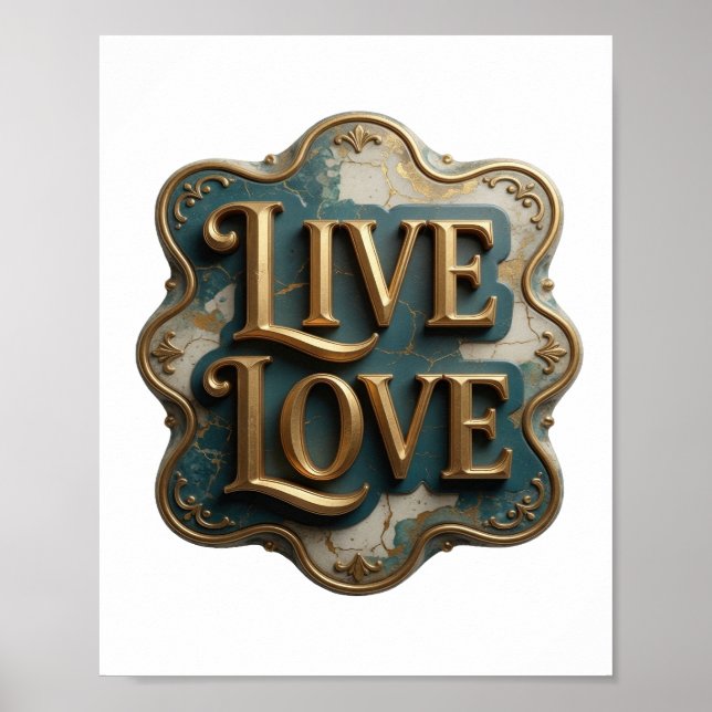 Poster Fresh Gold LIVE LOVE Design Ousado (Frente)