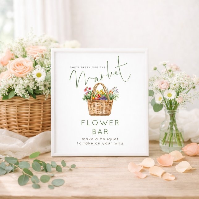 Poster Fresh off Market Flower Bar Green Bridal Shower (Criador carregado)