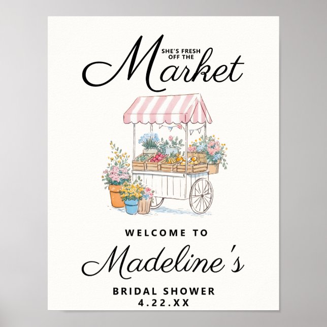 Poster Fresh Off The Market Bridal Shower Welcome Sign (Frente)