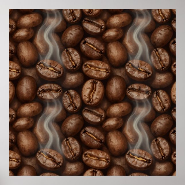 Poster Fresh Roasted Coffee Beans Steam Aroma (Frente)