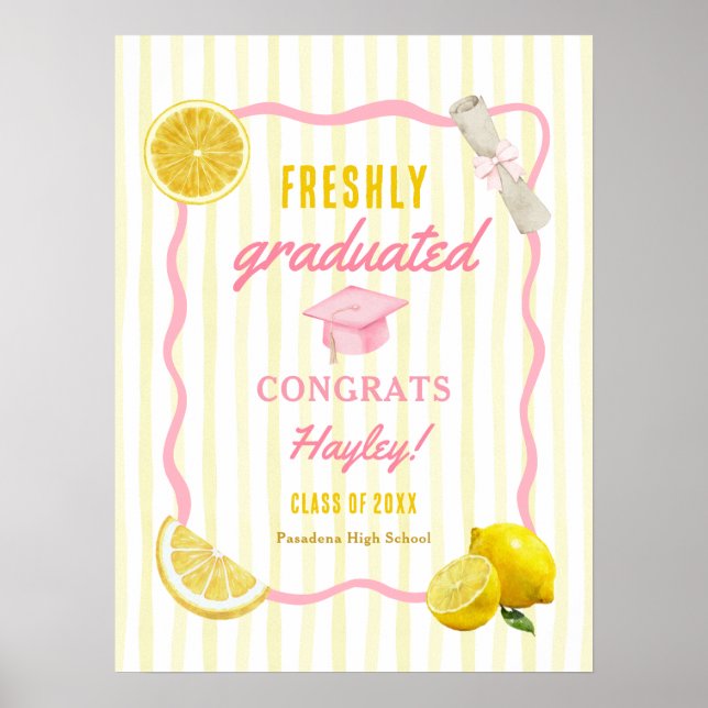 Poster Freshly Graduated Grad Party Printable Welcome (Frente)