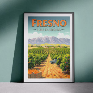 Poster Fresno Califórnia Antiga