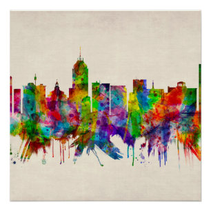 Pôster Fresno California Skyline