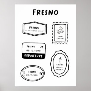 Poster Fresno - Coleção de Carimbo de Viagem Minimalist