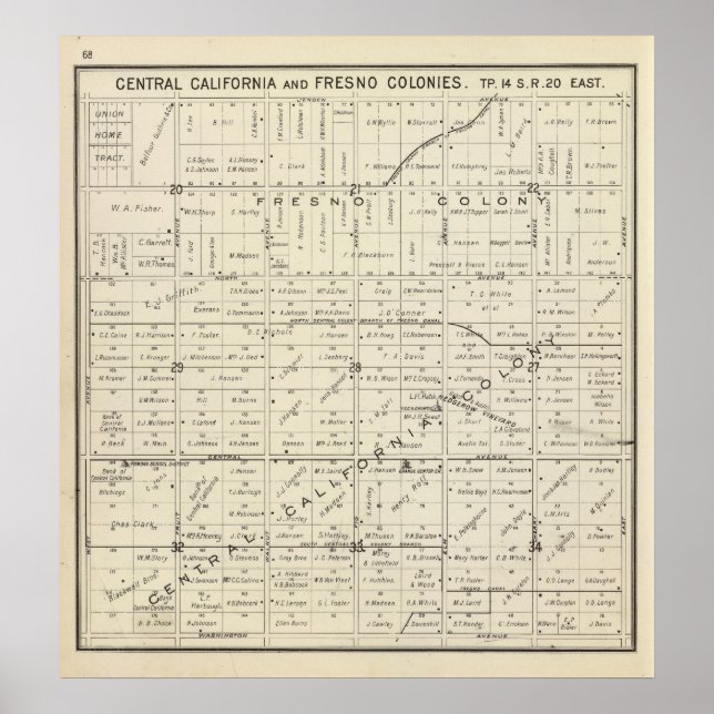 Pôster Fresno County, Califórnia (Frente)