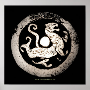 Pôster Fricção chinesa antiga do dragão