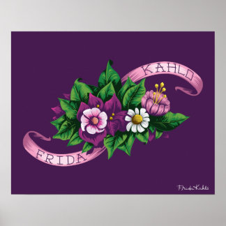 Poster Frida Kahlo | Buquê Floral Roxo