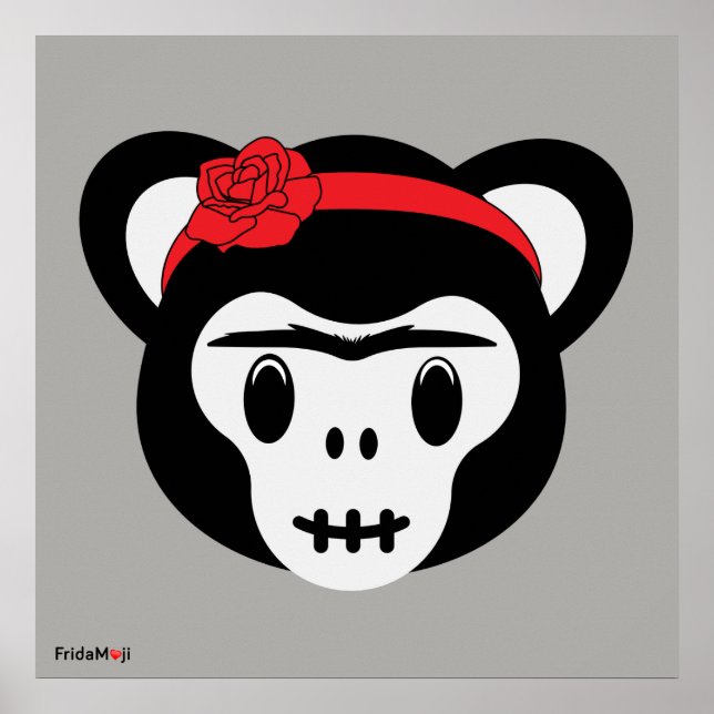 Poster Frida Kahlo | FridaMoji - Dia do Macaco Morto (Frente)