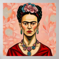 Frida Kahlo modela com flores em seu cabelo