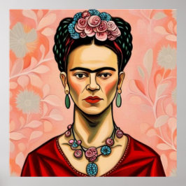 Poster Frida Kahlo modela com flores em seu cabelo