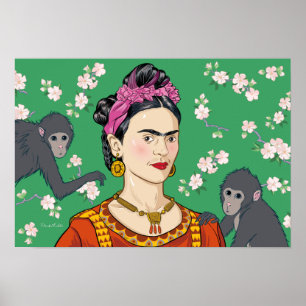 Poster Frida Kahlo Monkey Graphic