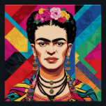 Pôster Frida Kahlo Pop Art Retrato - Cores Vibrantes<br><div class="desc">Uma peça de arte colorida pretendia celebrar o incrível legado de Frida Kahlo. É um retrato de arte pop que homenageia sua criatividade, resiliência e individualidade icônica. Conhecida por seus poderosos autorretratos, ousada aceitação da cultura mexicana, e exploração destemida de identidade e dor, Frida era mais do que uma artista...</div>