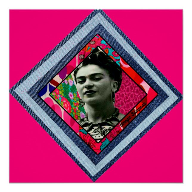Pôster Frida Kahlo Retro Denim Diamond (Frente)