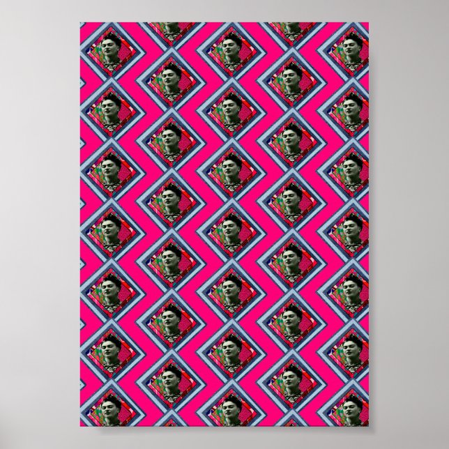Poster Frida Kahlo Retro Denim Diamond (Frente)