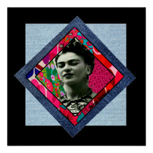 Pôster Frida Kahlo Retro Pink Denim