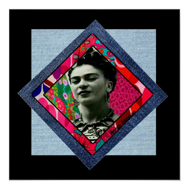 Pôster Frida Kahlo Retro Pink Denim (Frente)