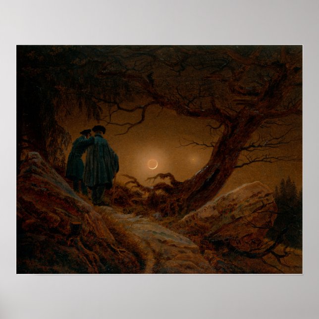 Poster Friedrich - Dois Homens Contemplando a Lua (Frente)